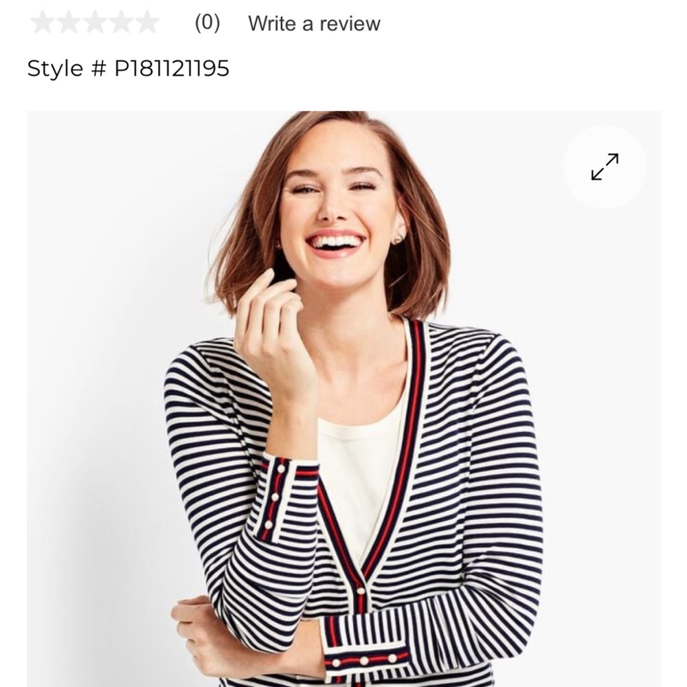 Talbots Navy and White Striped Cardigan